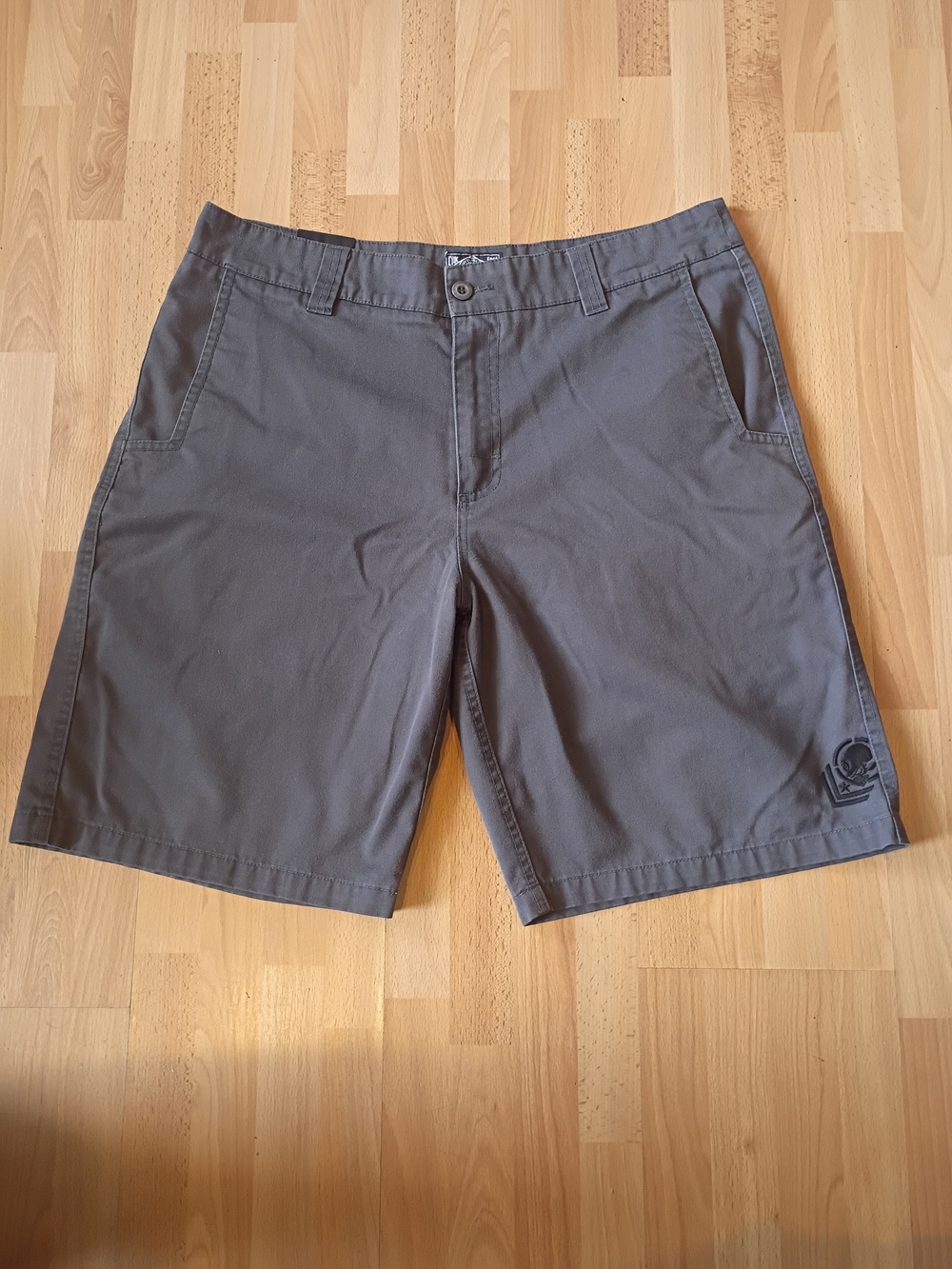 Metal Mulisha OG Chino Shorts 35W Gray Skull Embroidered Motocross Skater